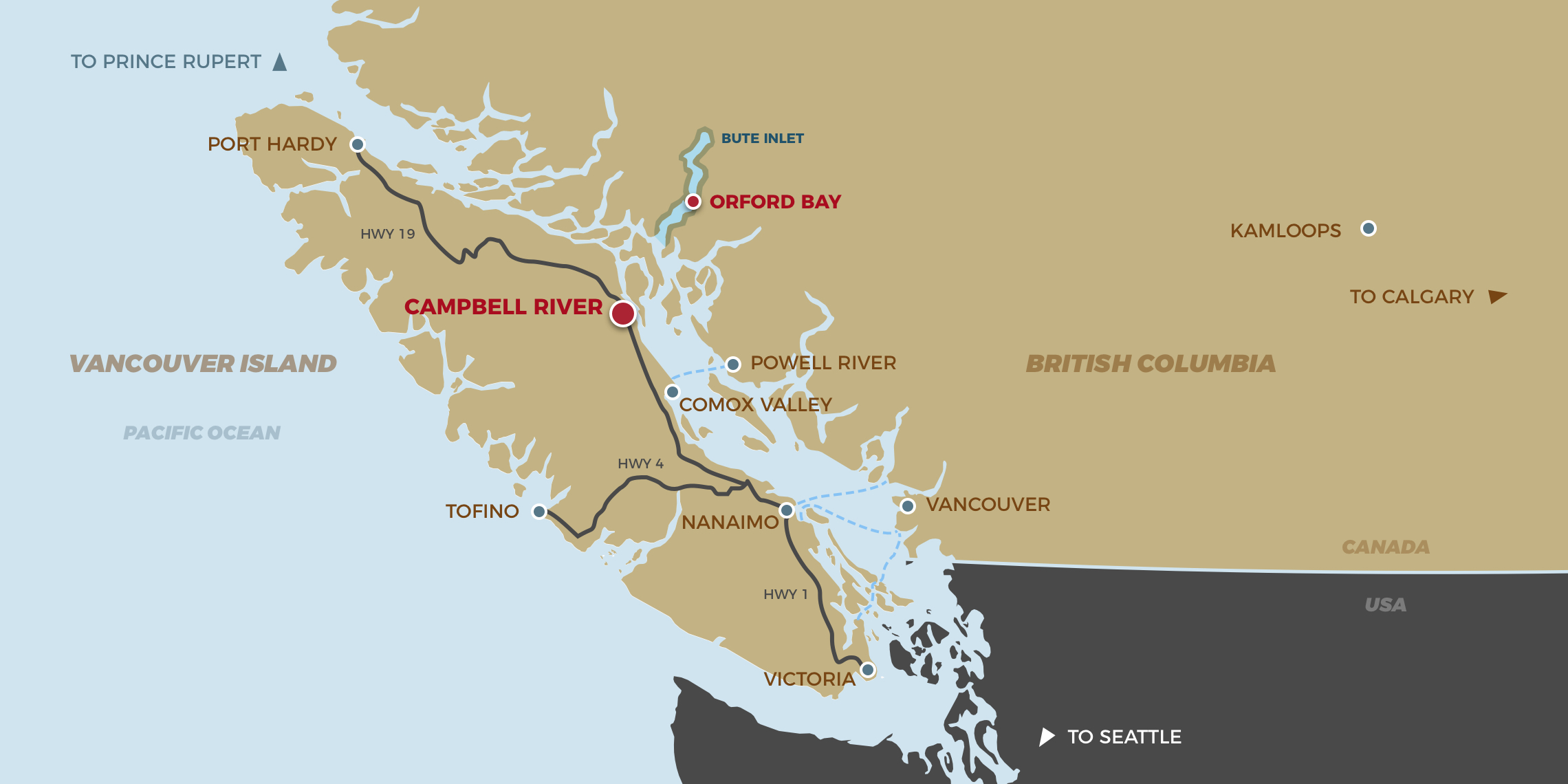 A map of the area | Homalco Wildlife & Cultural Tours